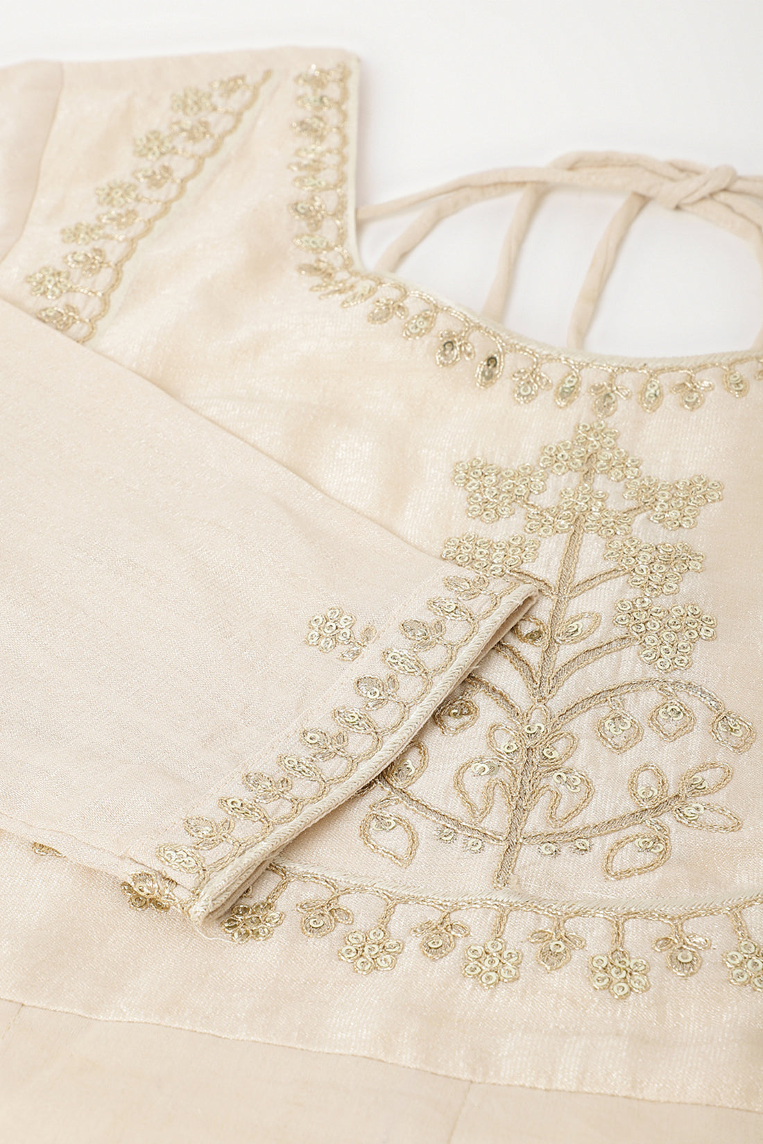 Allin I Villin Cream Embroidered Silk Anarkali Set for Diwali – Kurta with Dupatta and Bottom