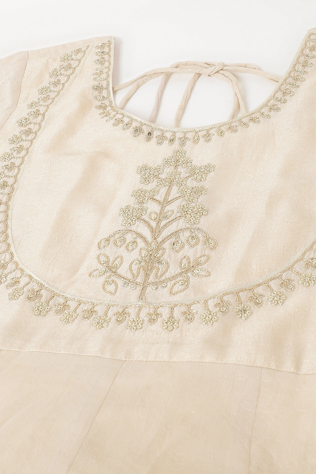 Allin I Villin Cream Embroidered Silk Anarkali Set for Diwali – Kurta with Dupatta and Bottom