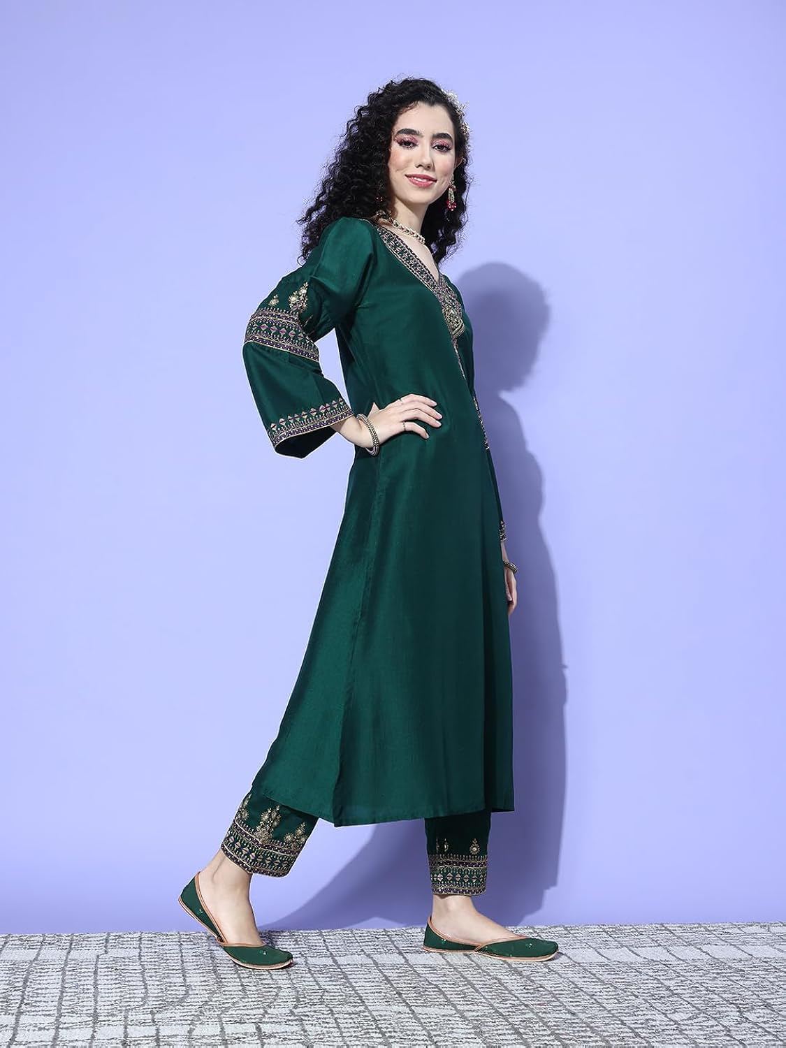 Allin I Villin Green Kurta Set - Premium Silk Embroidered Diwali Festive Collection 2024