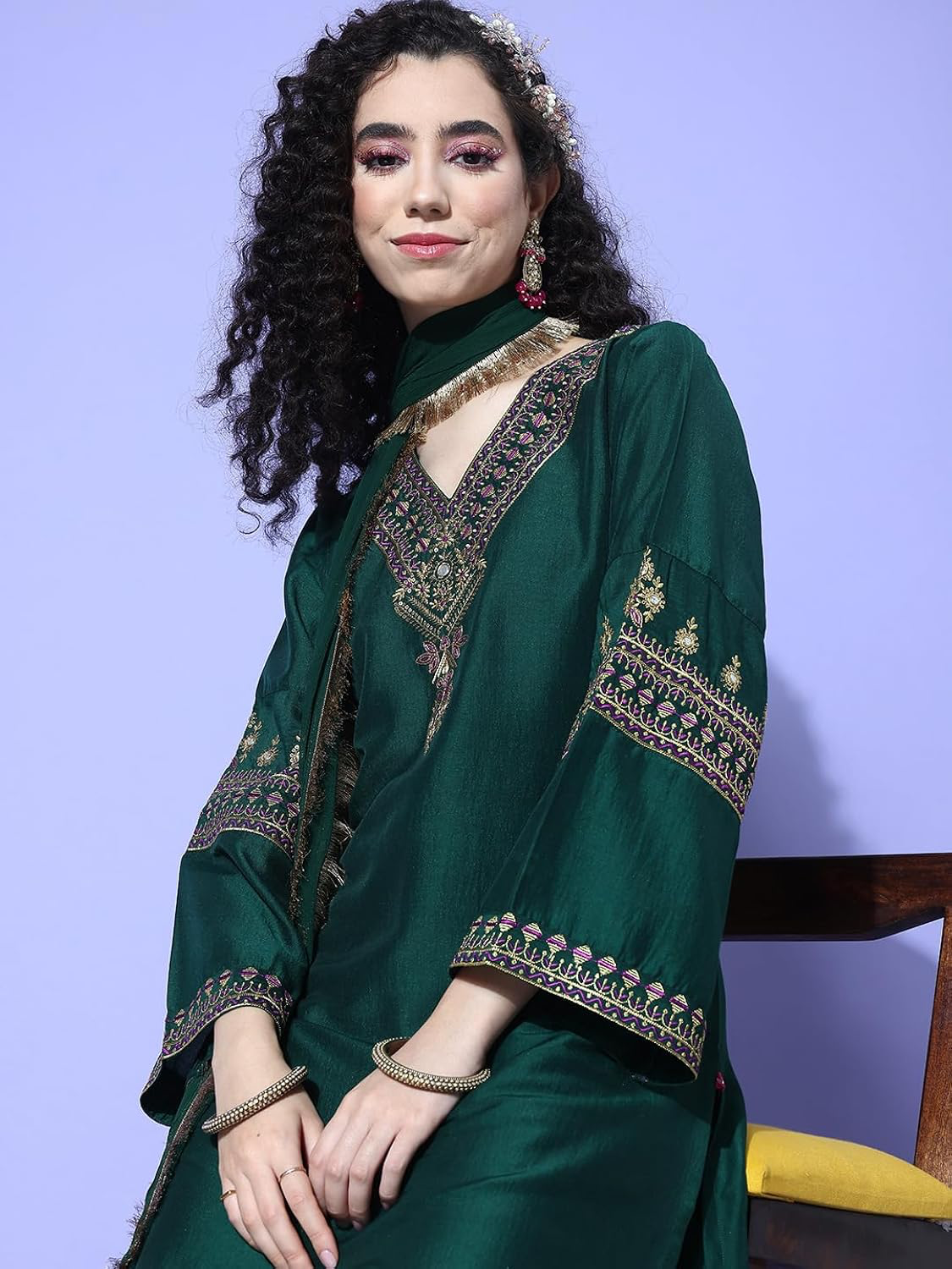 Allin I Villin Green Kurta Set - Premium Silk Embroidered Diwali Festive Collection 2024
