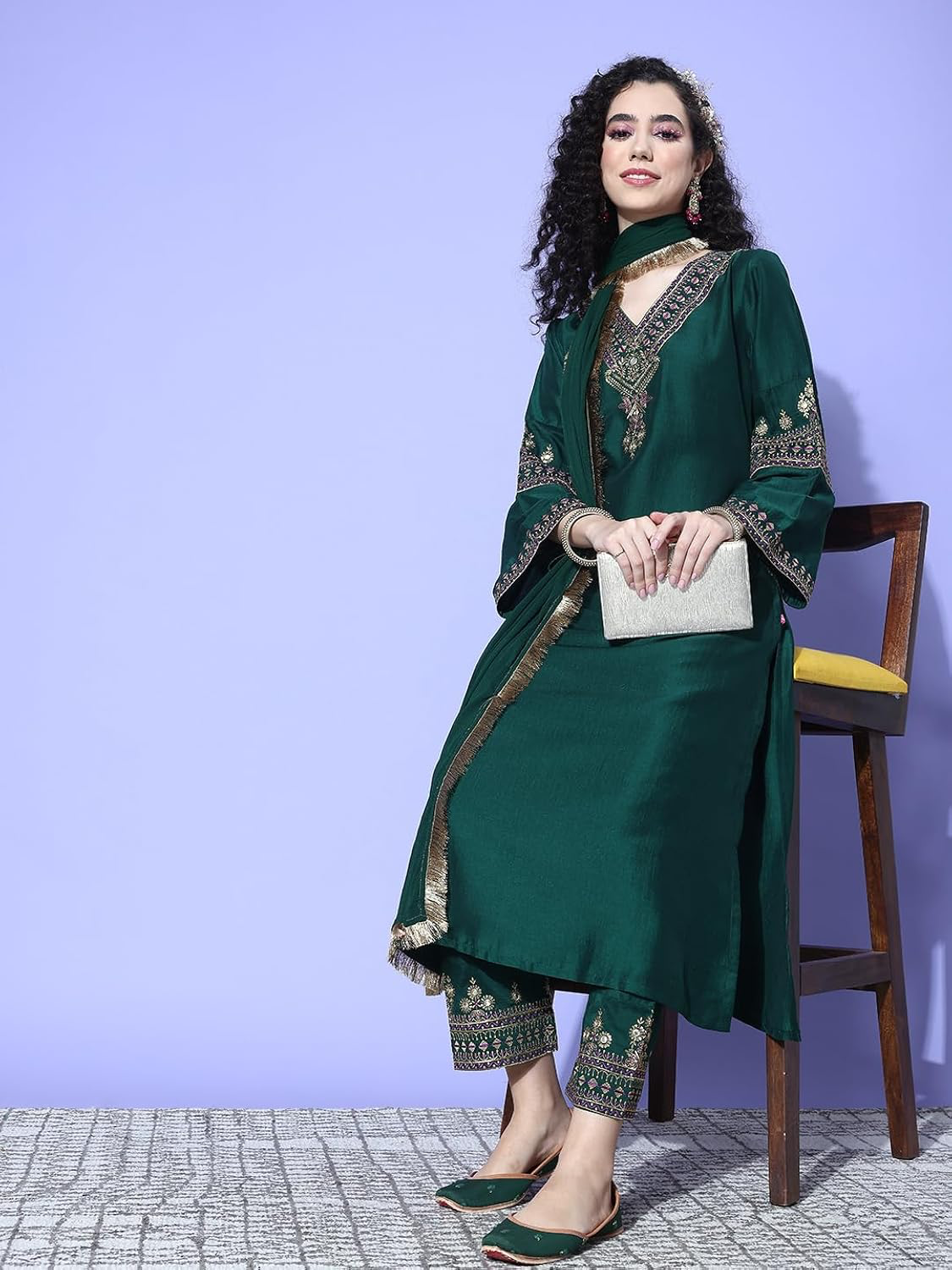 Allin I Villin Green Kurta Set - Premium Silk Embroidered Diwali Festive Collection 2024