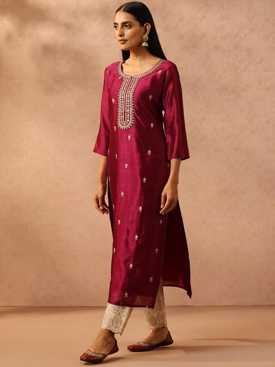 Allin I Villin Purple Embroidered Kurta for Women – Ethnic Diwali Wear 2024
