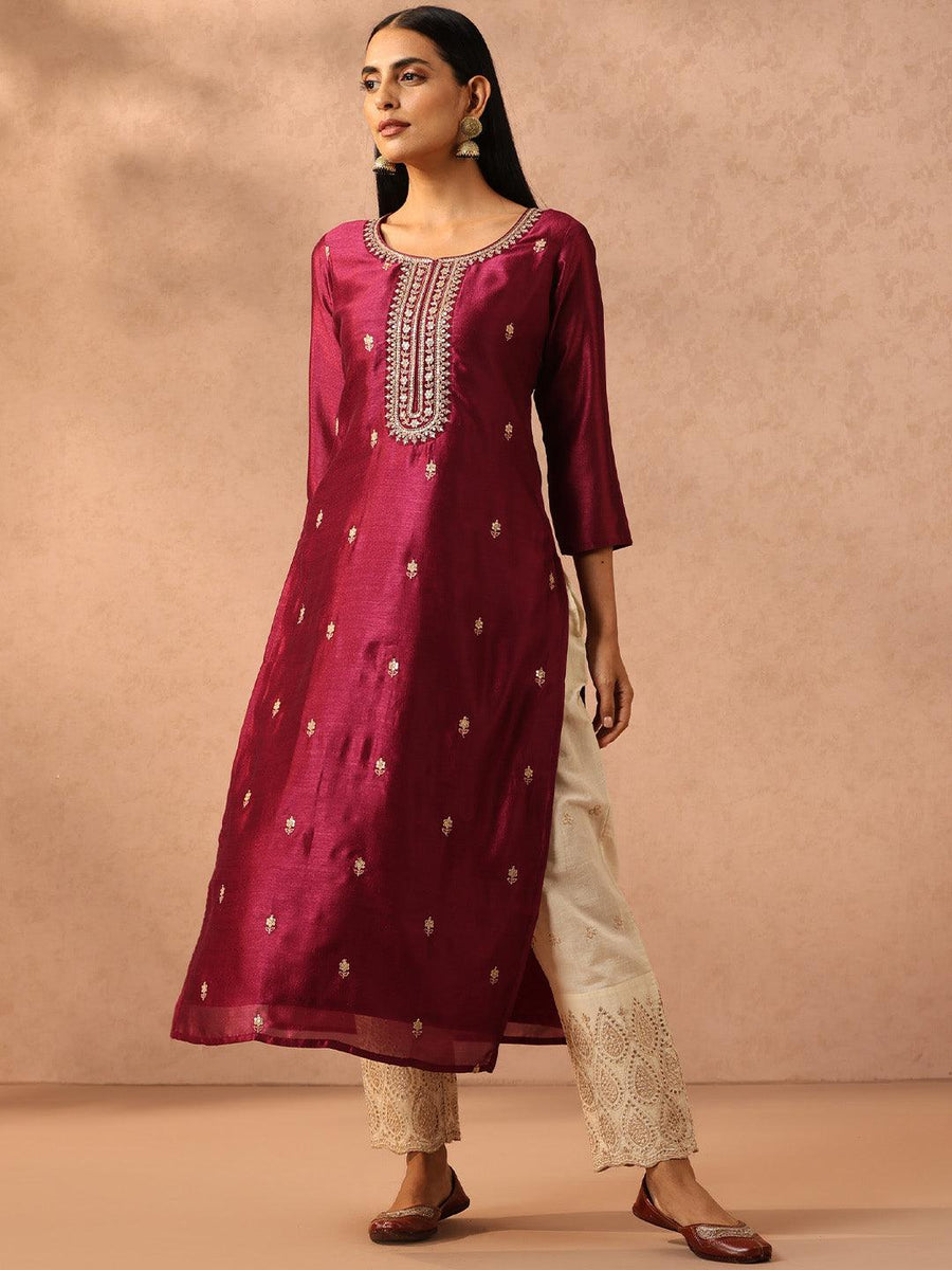 Allin I Villin Purple Embroidered Kurta for Women – Ethnic Diwali Wear 2024