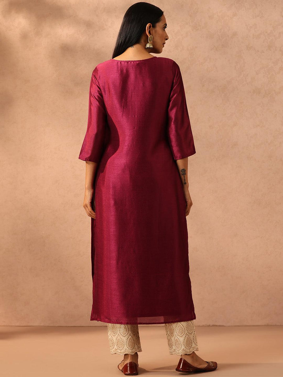 Allin I Villin Purple Embroidered Kurta for Women – Ethnic Diwali Wear 2024